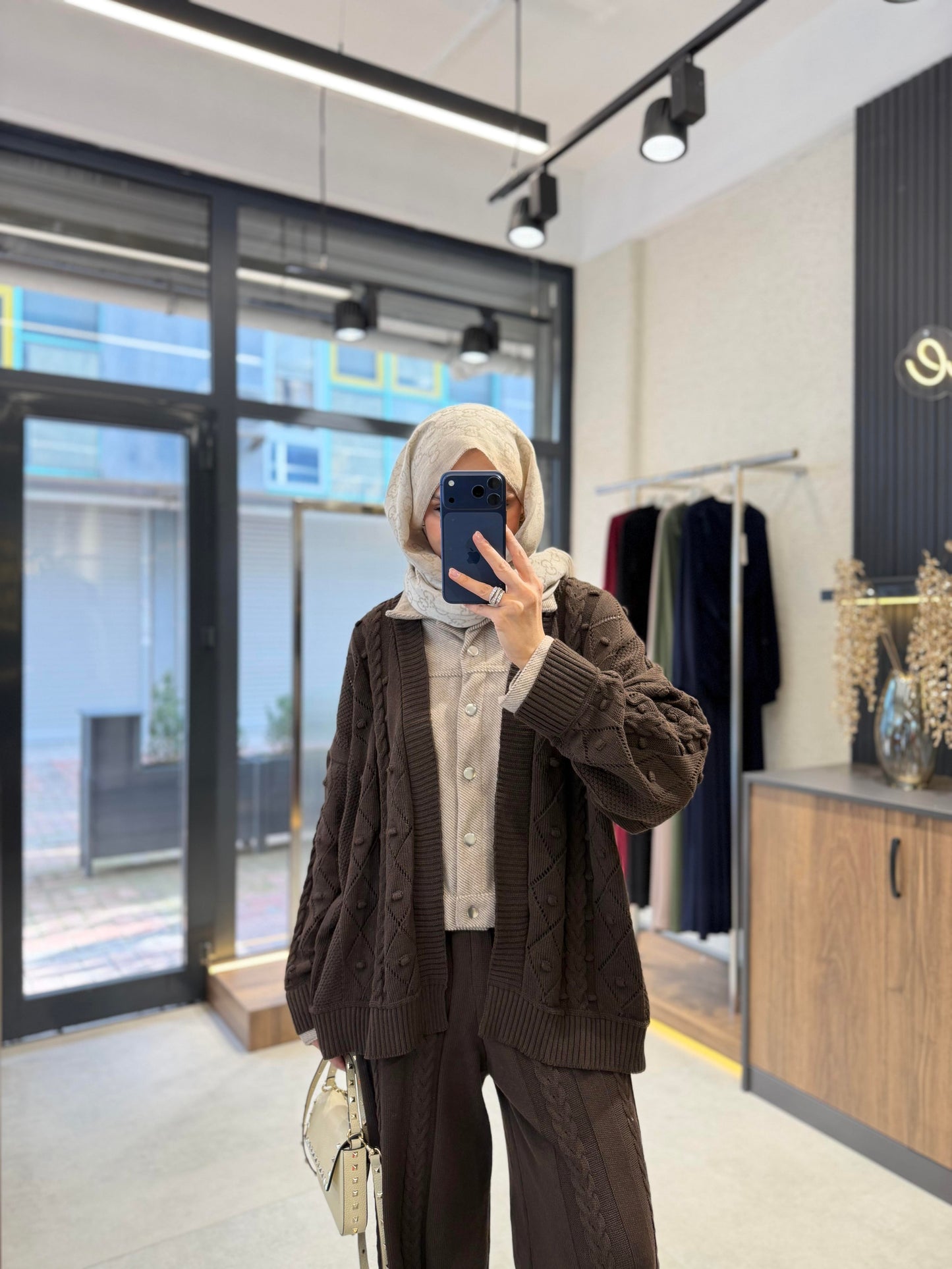 Brown Soft Knit Cardigan & Pants