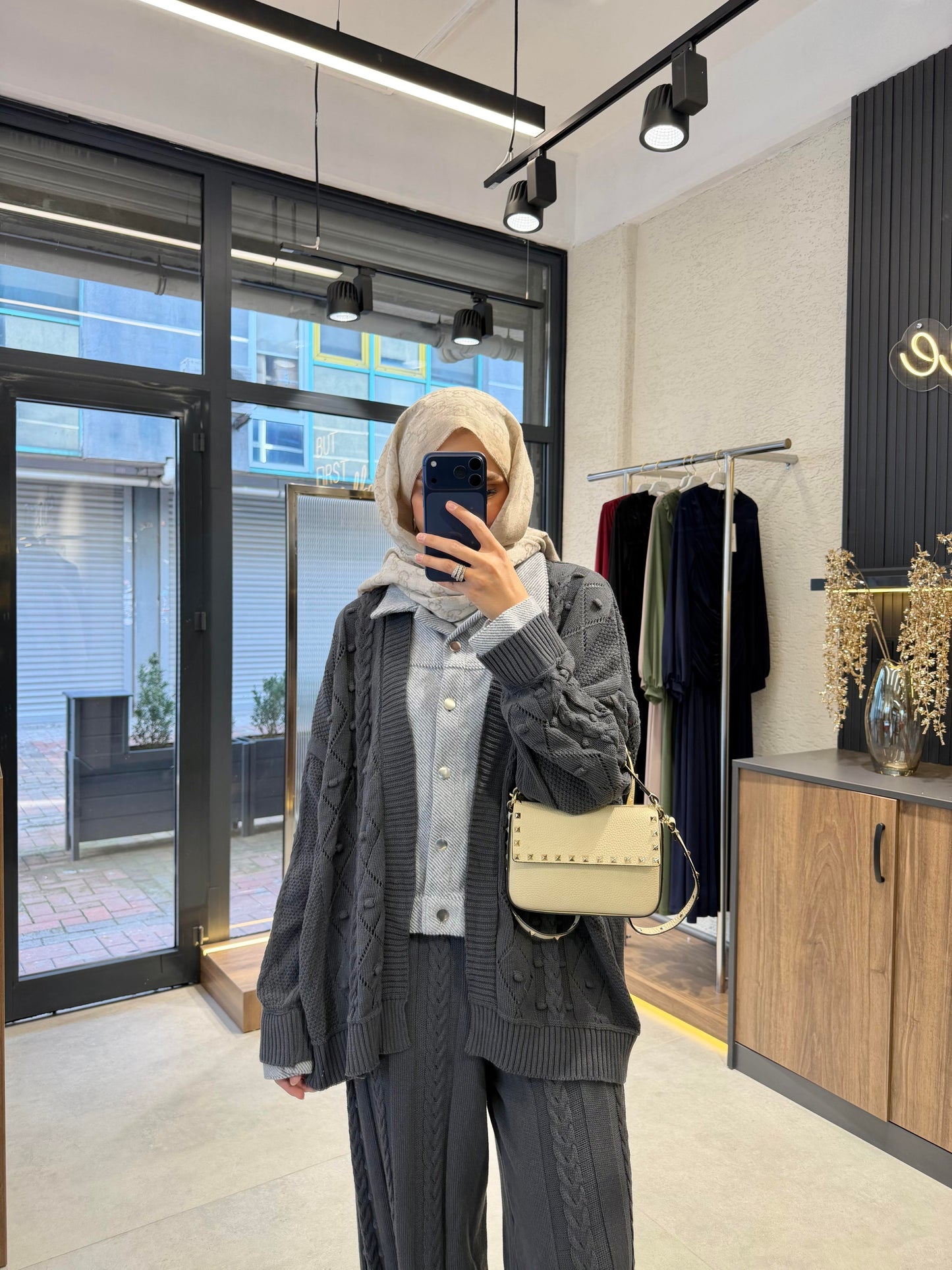 Grey Soft Knit Cardigan & Pants