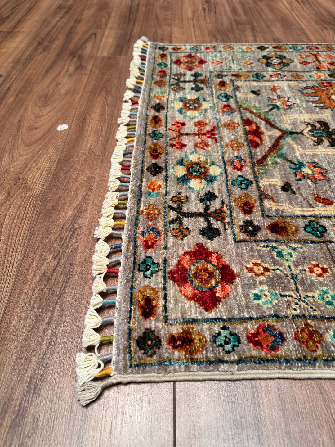 SULTANİ BİNBİRGECE YOLLUK ORJİNAL EL DOKUMASI GRİ KÖK BOYA YÜN HALI 0.82X253 2.07 METREKARE - 3X9 FT