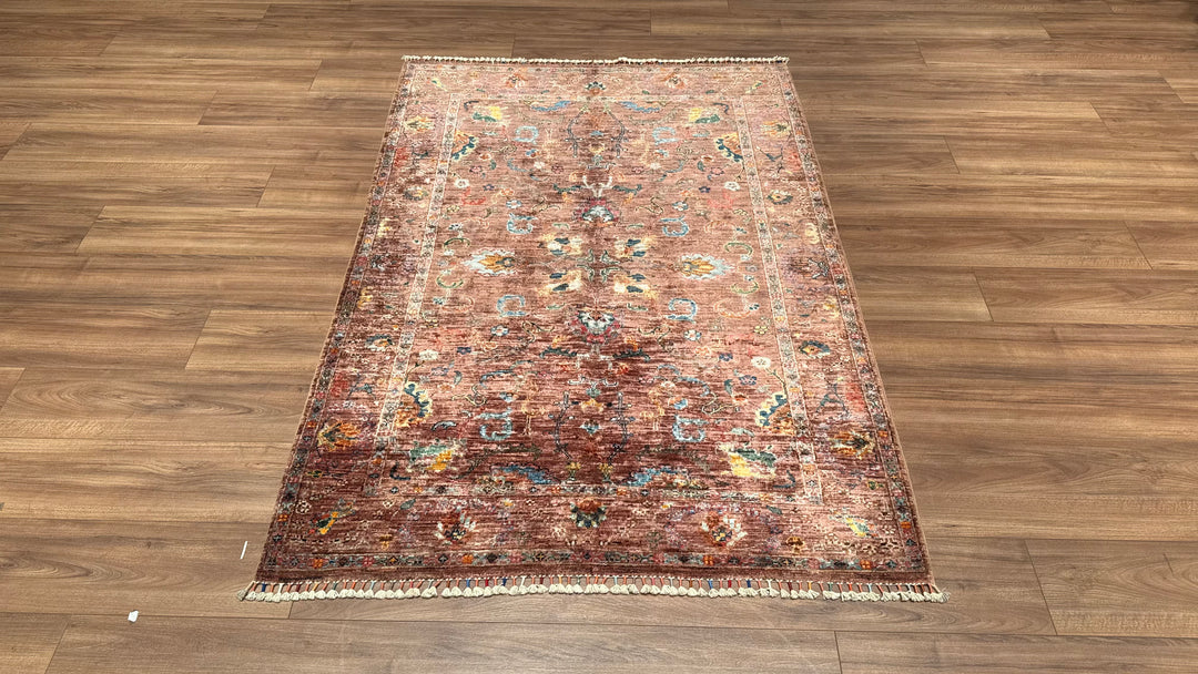 SULTANİ BİNBİRGECE ORJİNAL EL DOKUMASI KİREMİT KÖK BOYA YÜN HALI 127X181 2.30 METREKARE - 4X6 FT