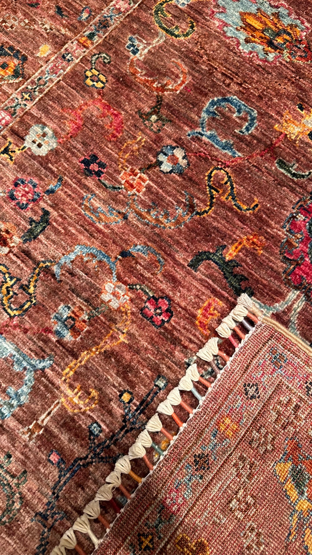 SULTANİ BİNBİRGECE ORJİNAL EL DOKUMASI KİREMİT KÖK BOYA YÜN HALI 127X181 2.30 METREKARE - 4X6 FT