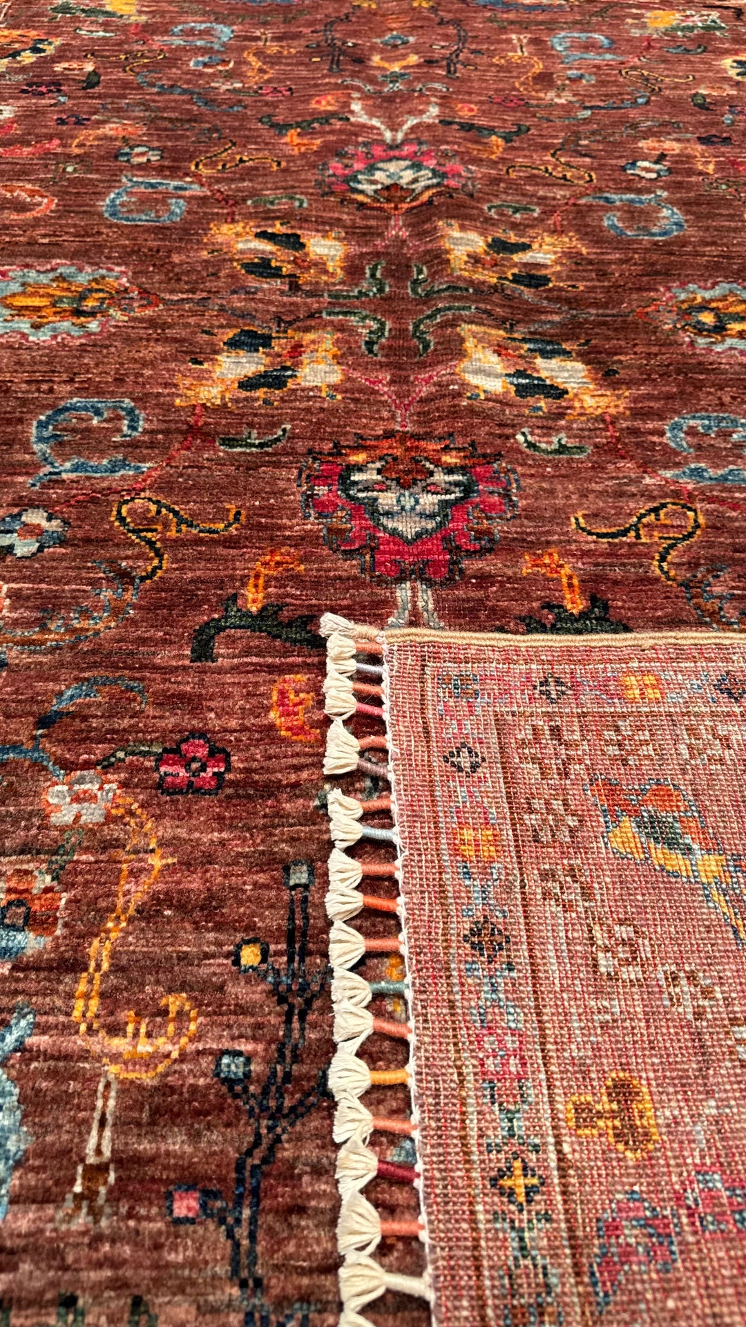 SULTANİ BİNBİRGECE ORJİNAL EL DOKUMASI KİREMİT KÖK BOYA YÜN HALI 127X181 2.30 METREKARE - 4X6 FT