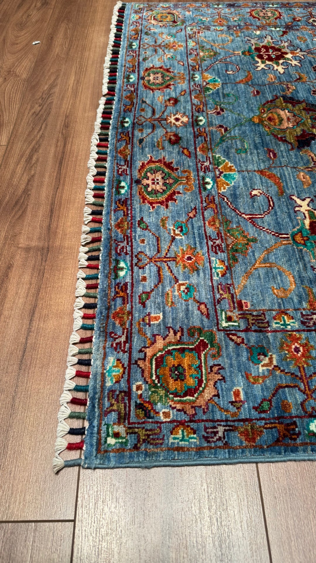 SULTANİ BİNBİRGECE ORJİNAL EL DOKUMASI MAVİ KÖK BOYA YÜN HALI 123X182 2.24 METREKARE - 4X6 FT