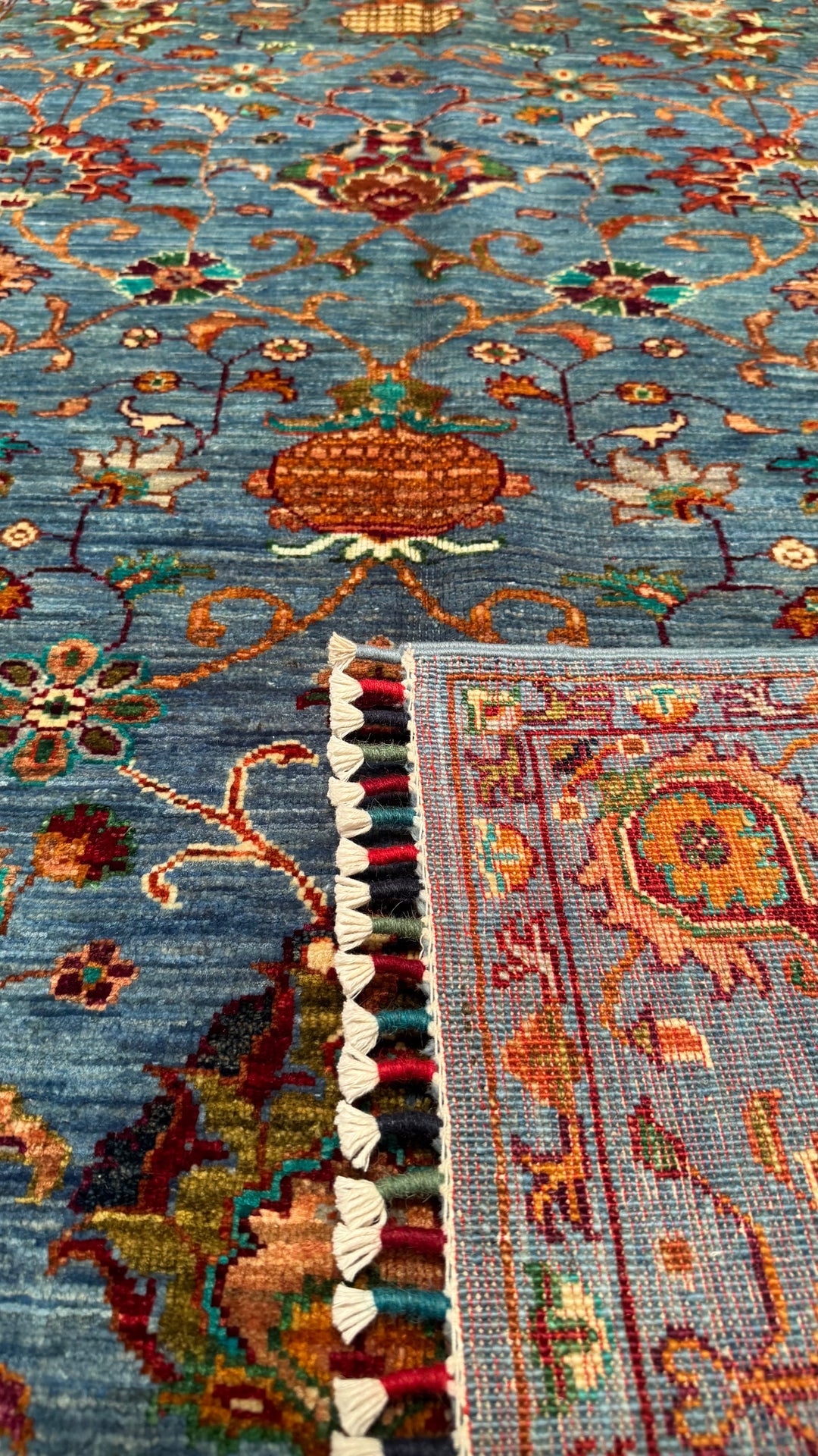 SULTANİ BİNBİRGECE ORJİNAL EL DOKUMASI MAVİ KÖK BOYA YÜN HALI 123X182 2.24 METREKARE - 4X6 FT