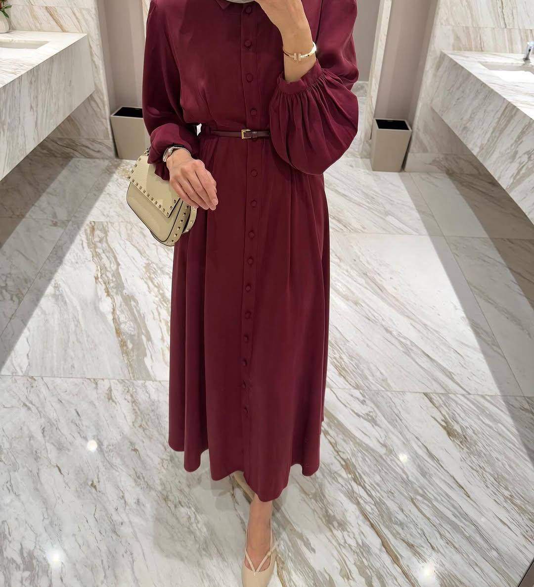 Premium Tencel Burgundy Shirt Maxi Dress