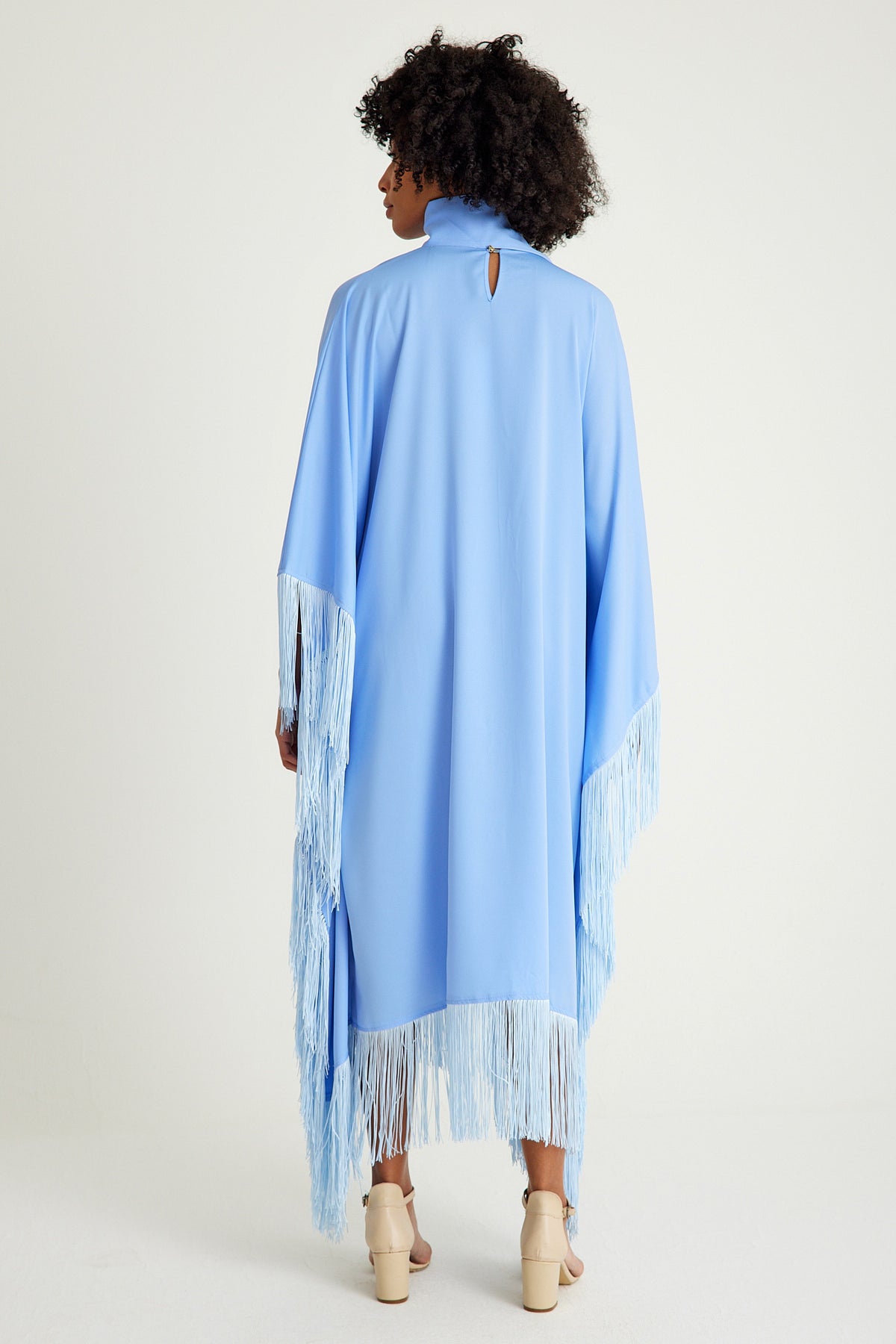 Light Blue fringed kaftan dress - sonafey