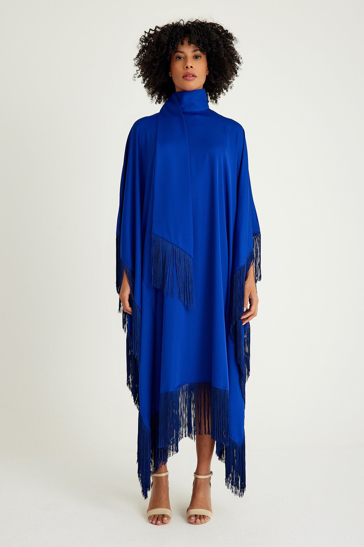 Sax Blue fringed kaftan dress - sonafey