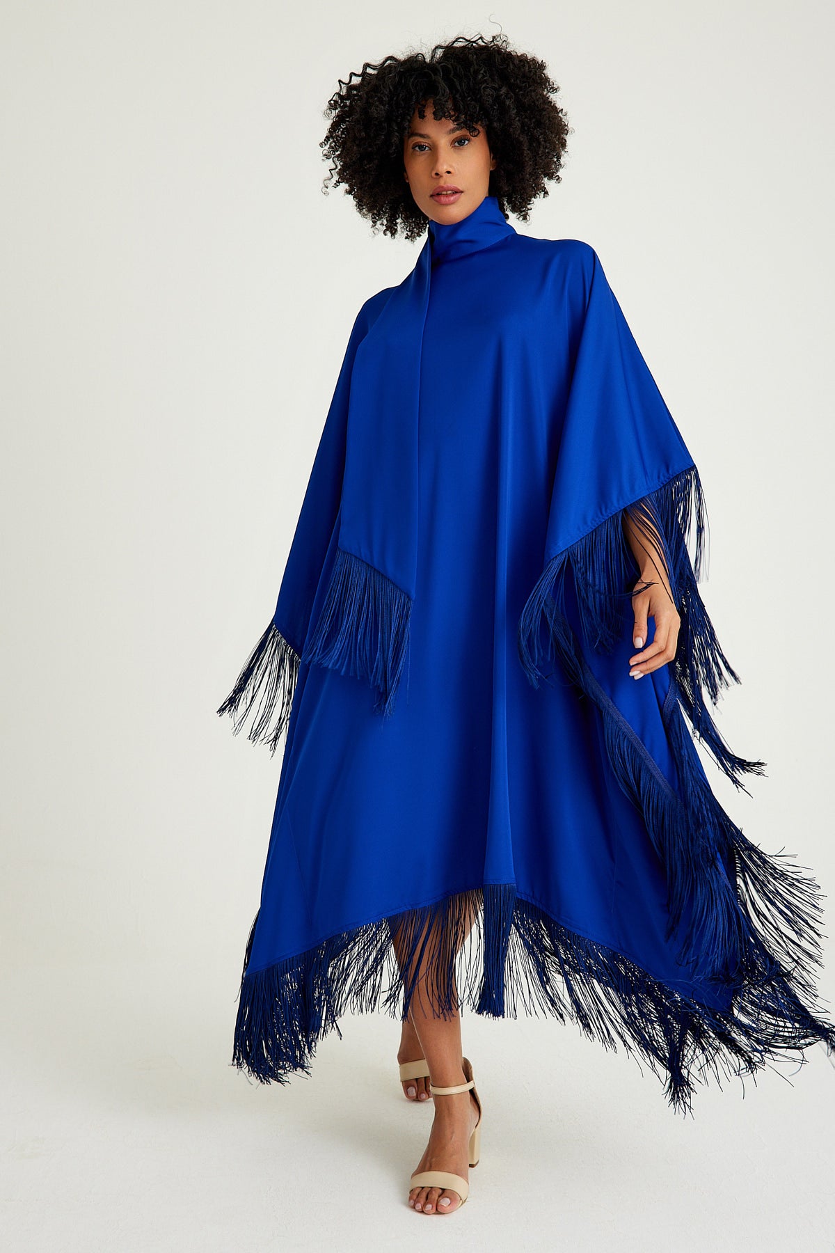 Sax Blue fringed kaftan dress - sonafey