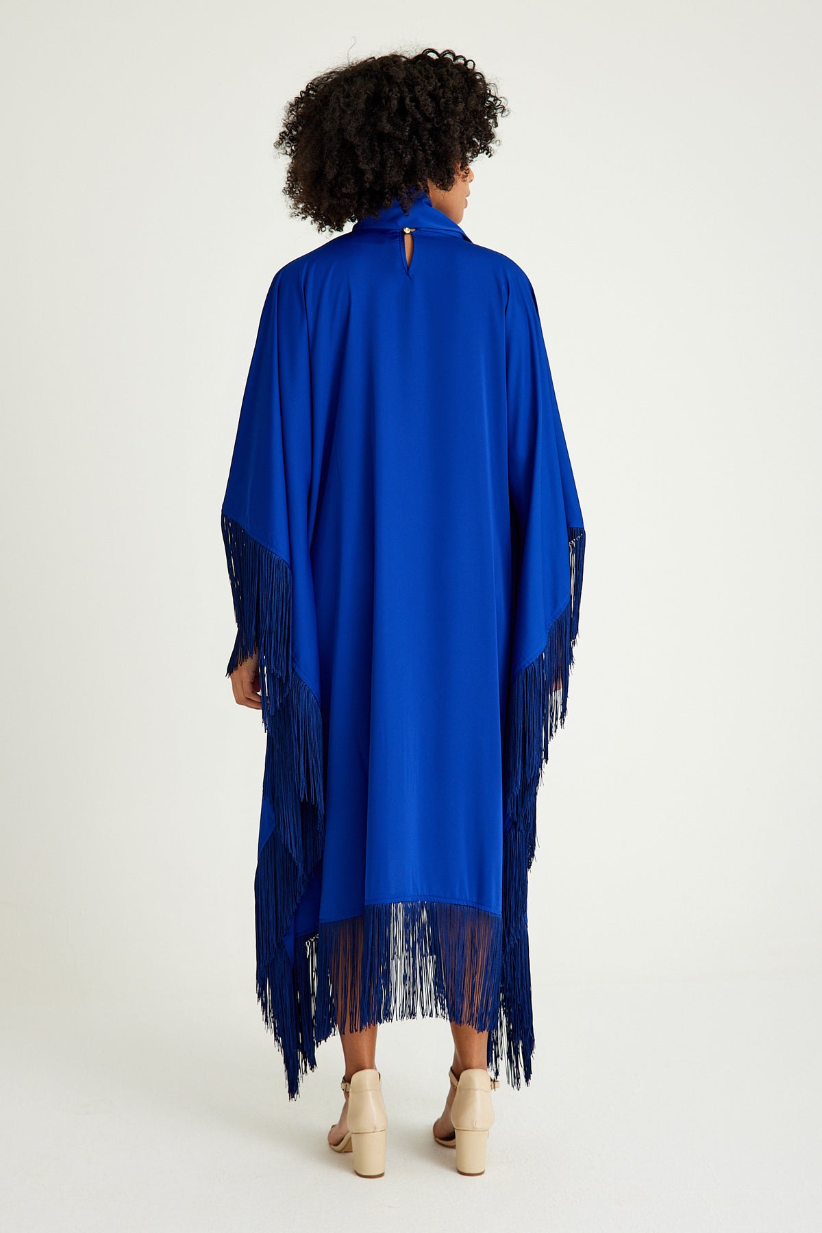 Sax Blue fringed kaftan dress - sonafey