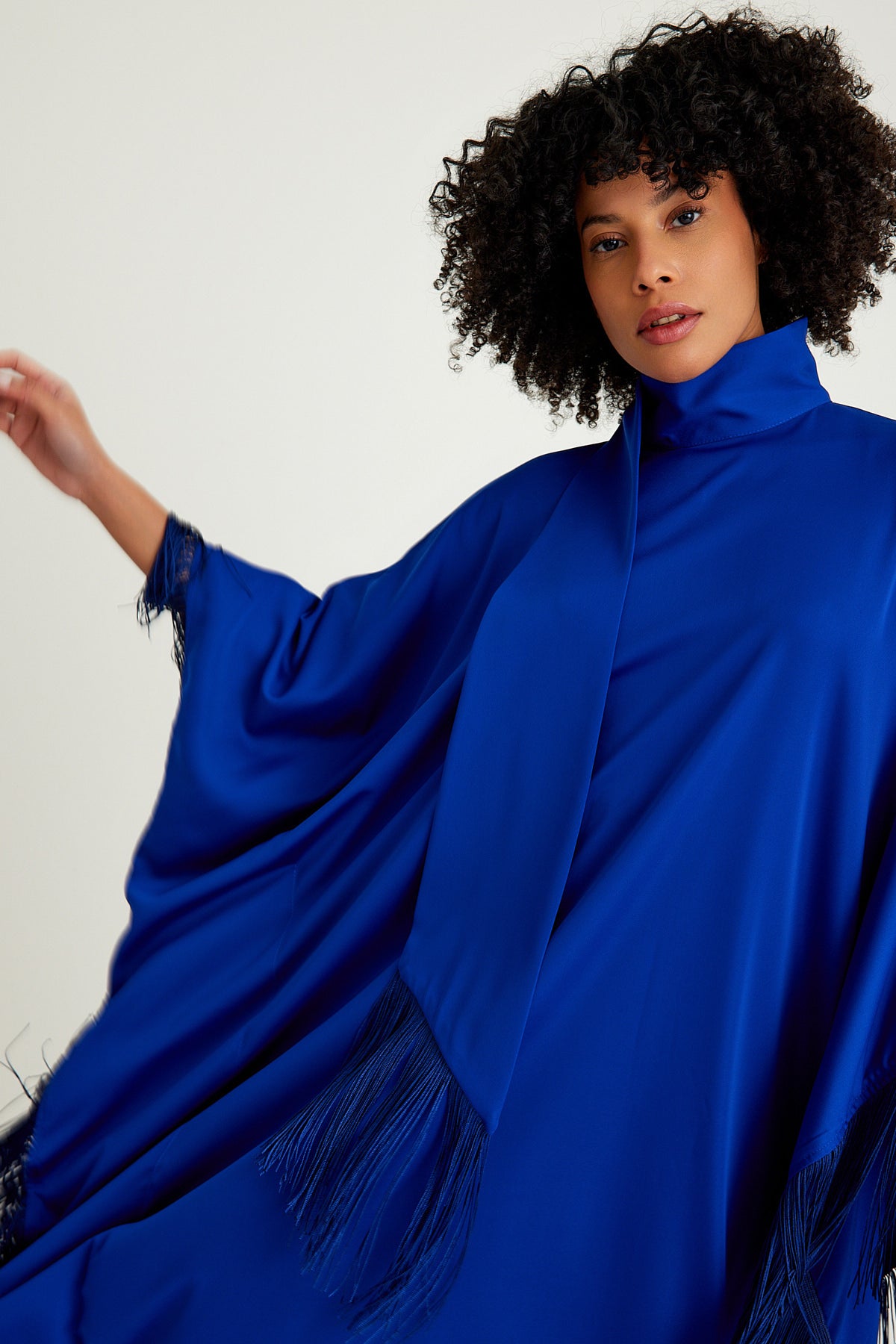 Sax Blue fringed kaftan dress - sonafey