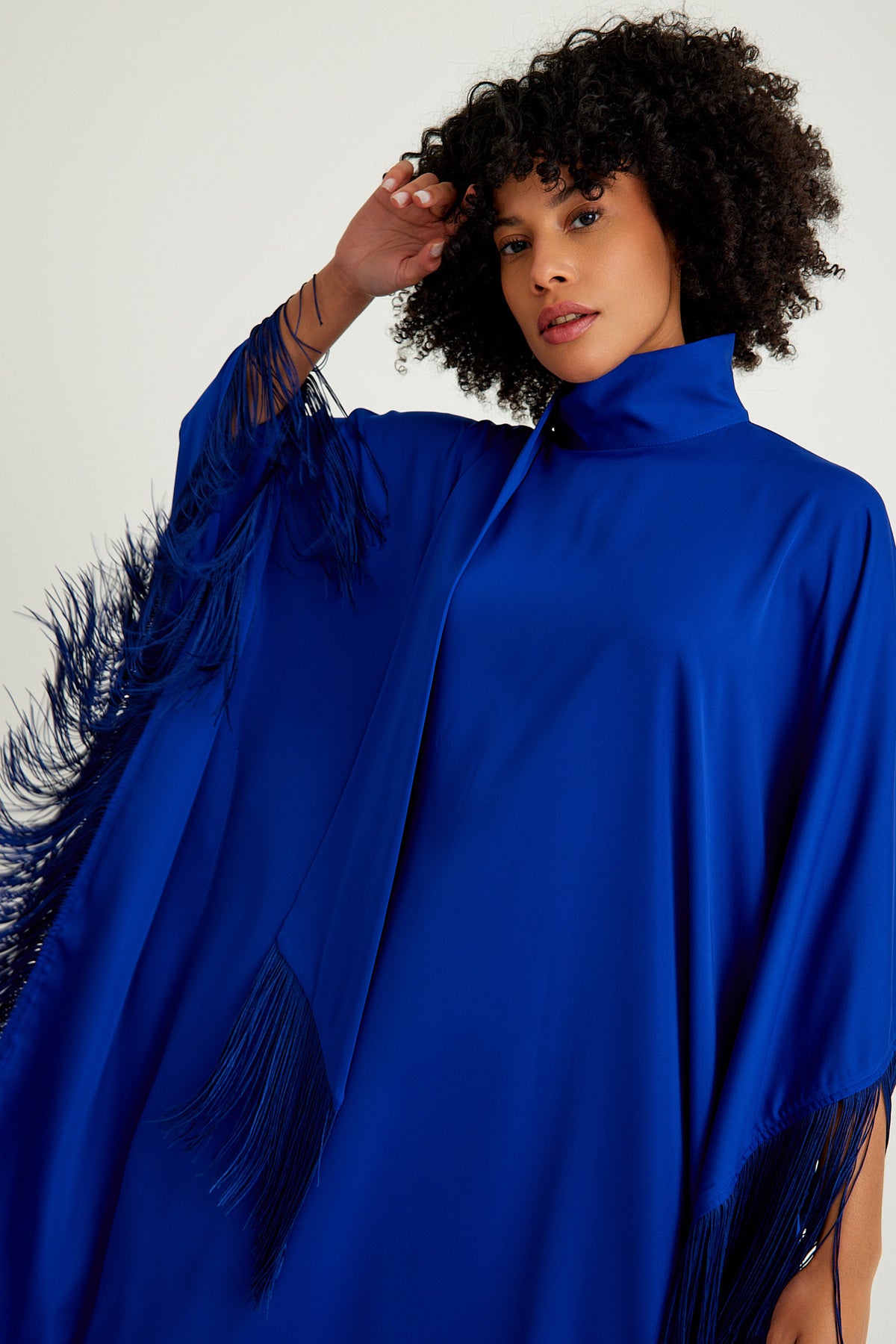 Sax Blue fringed kaftan dress - sonafey