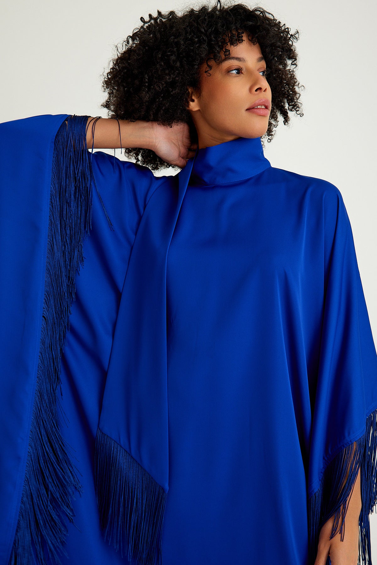 Sax Blue fringed kaftan dress - sonafey