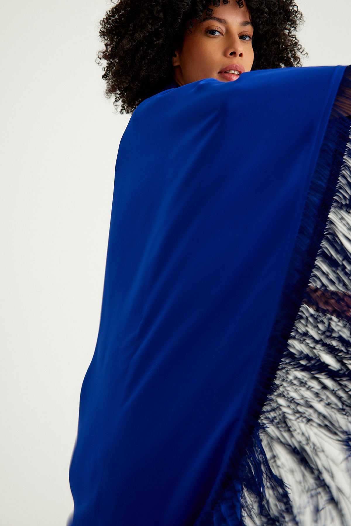 Sax Blue fringed kaftan dress - sonafey