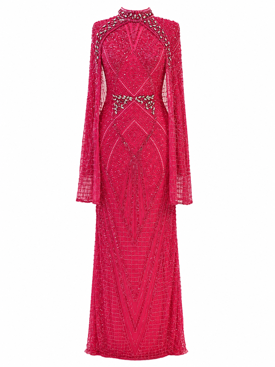 Couture Selenite Modest Evening Dress - Fuchsia