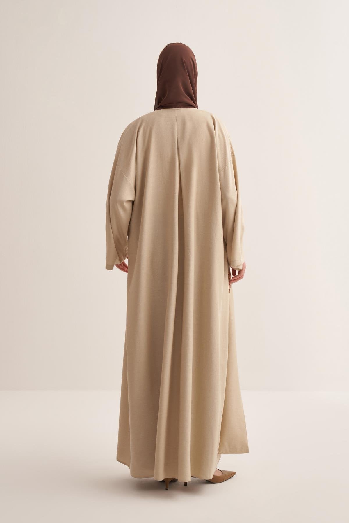 Beige Sequin-Embroidered Abaya - sonafey