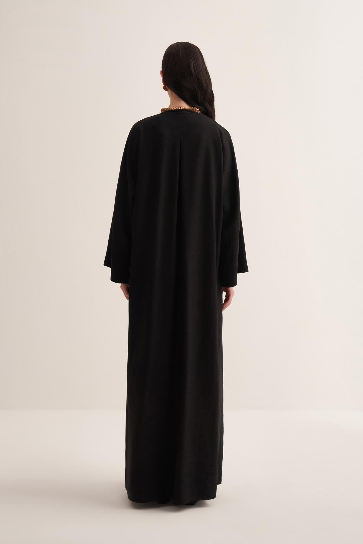 Black Sequin-Embroidered Abaya - sonafey