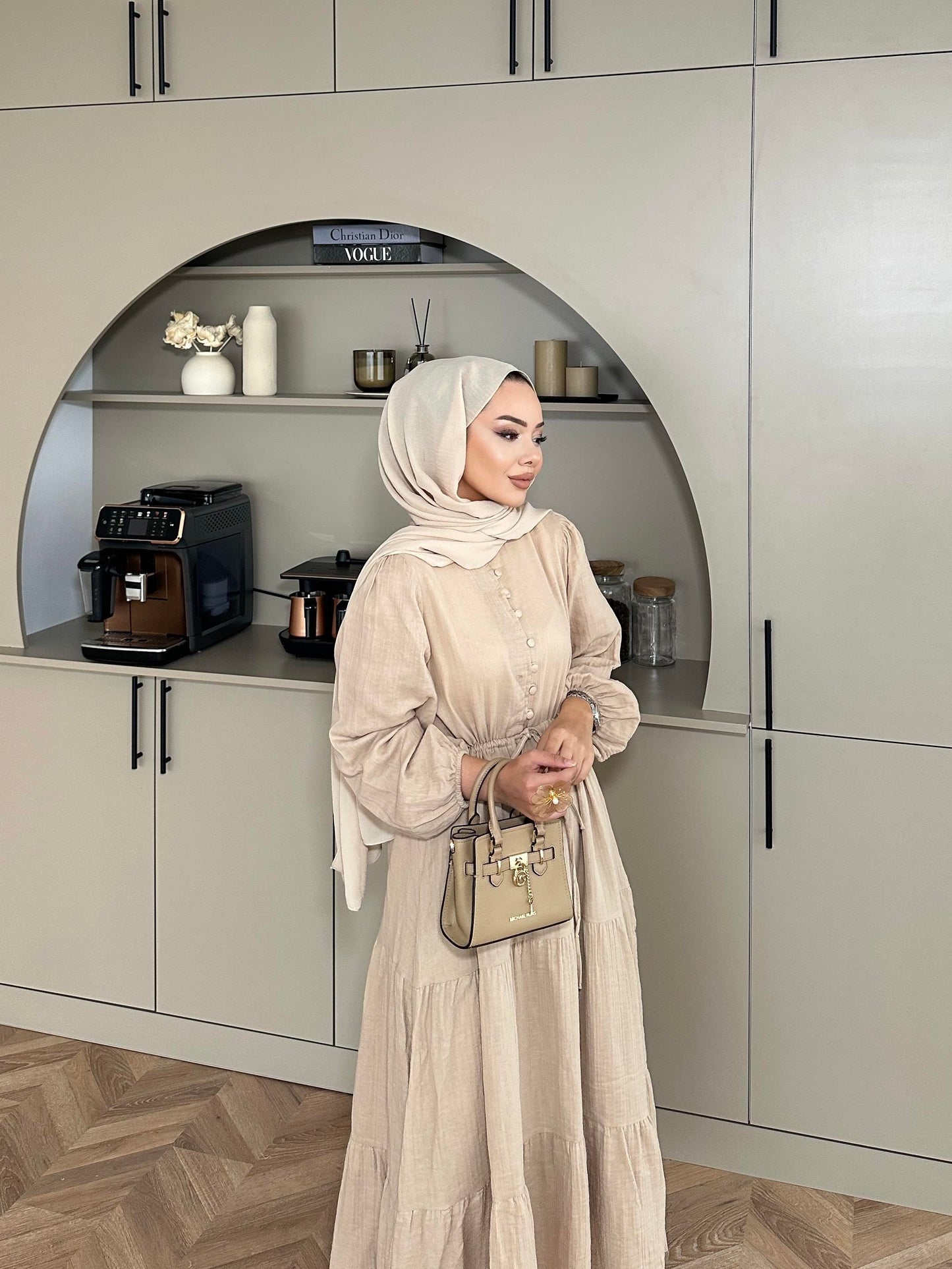 Maxi Muslin Dress- Beige