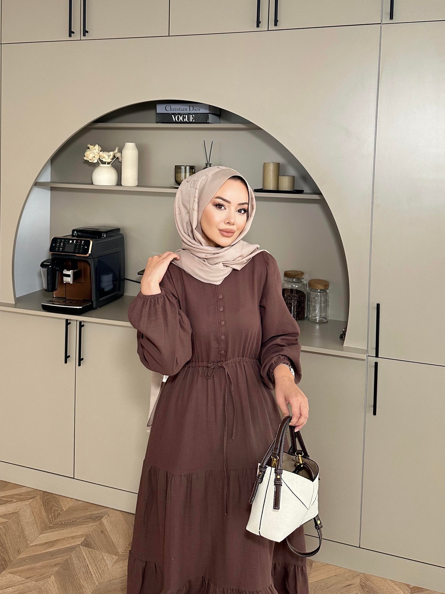 Maxi Muslin Dress- Brown