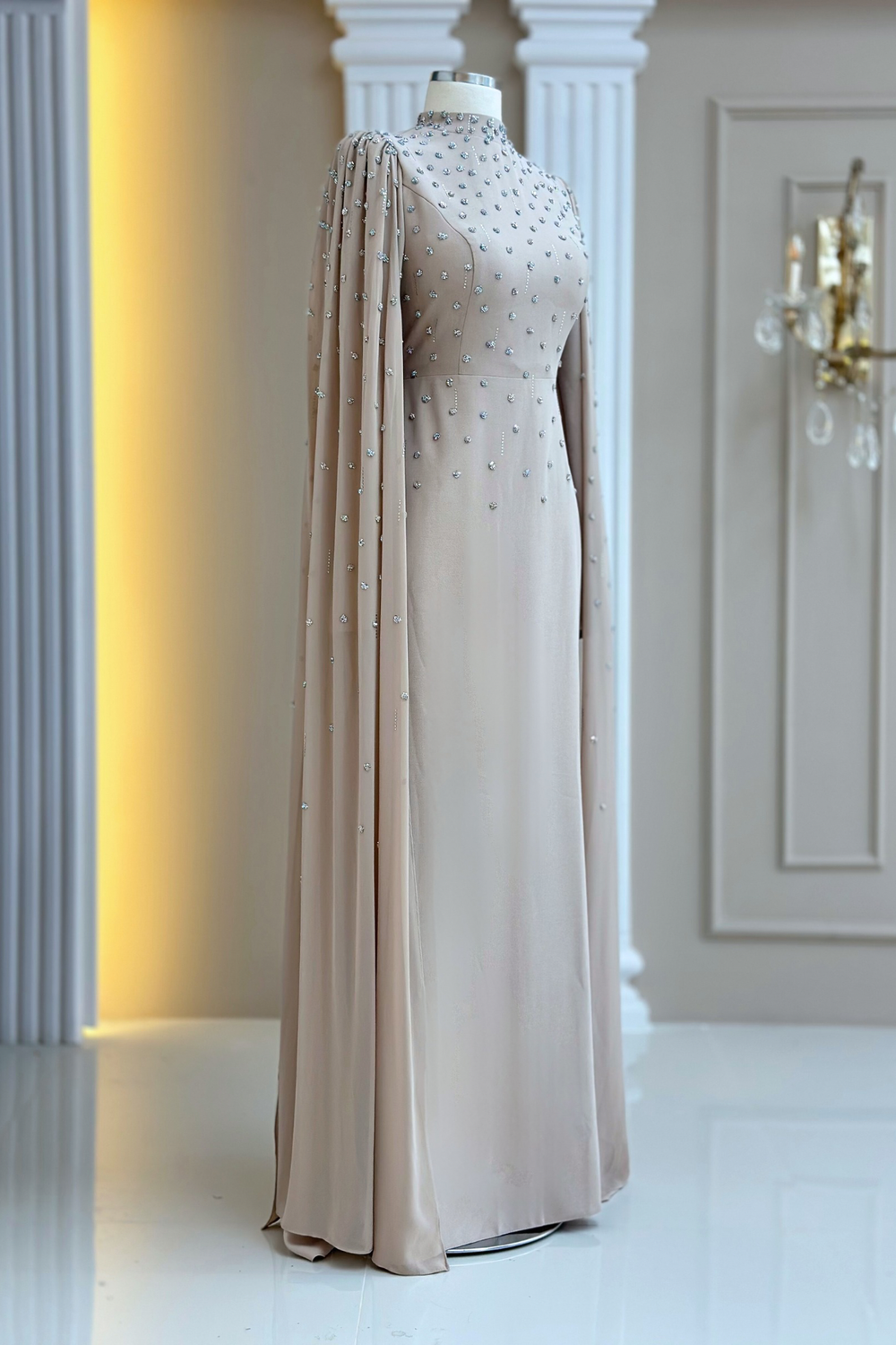 Afra Modest Evening Dress - Beige