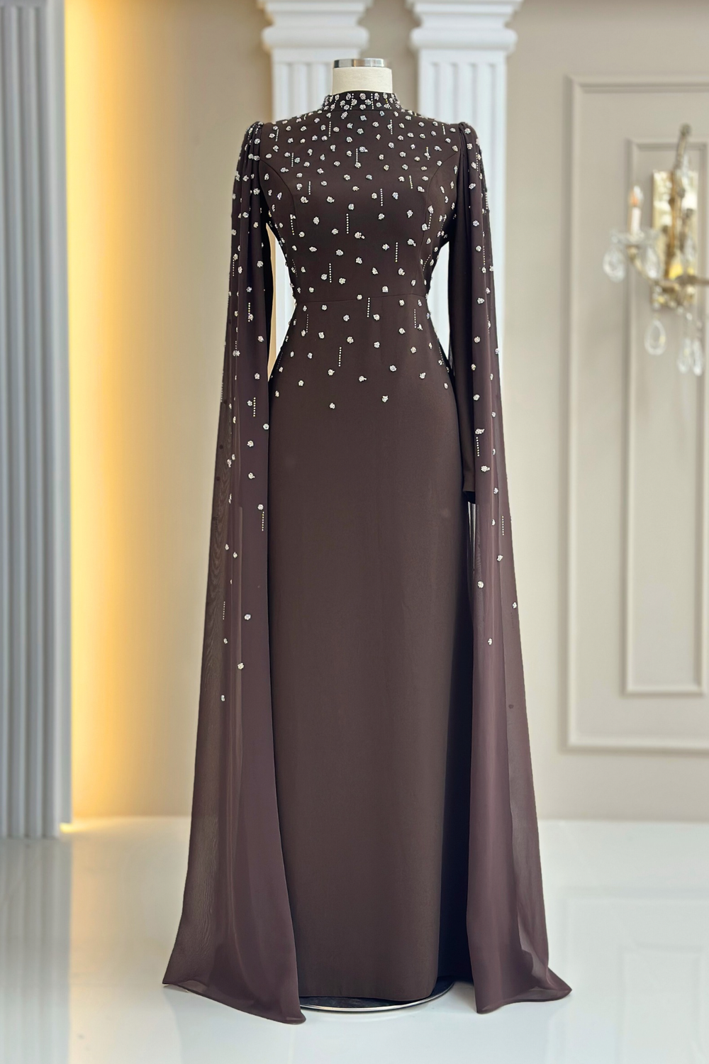 Afra Modest Evening Dress - Brown