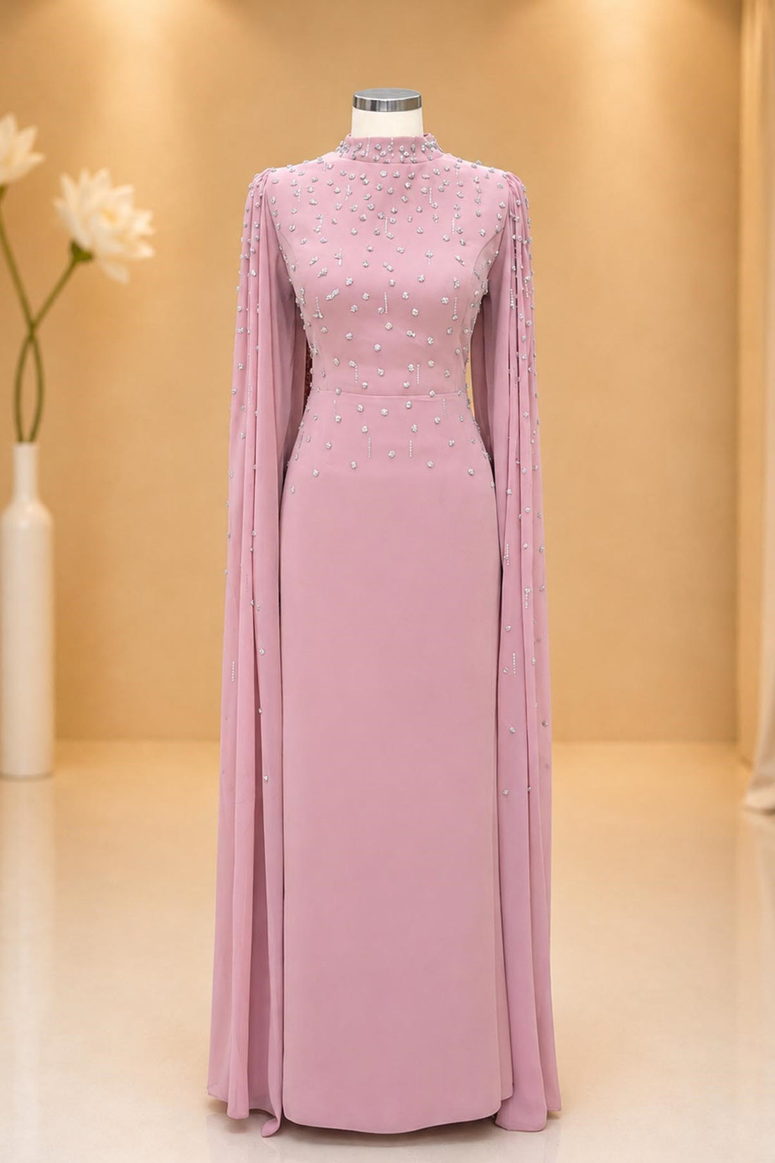 Afra Modest Evening Dress - Blush Pink