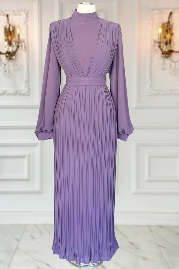 Alina Modest Evening Dress - Lavender