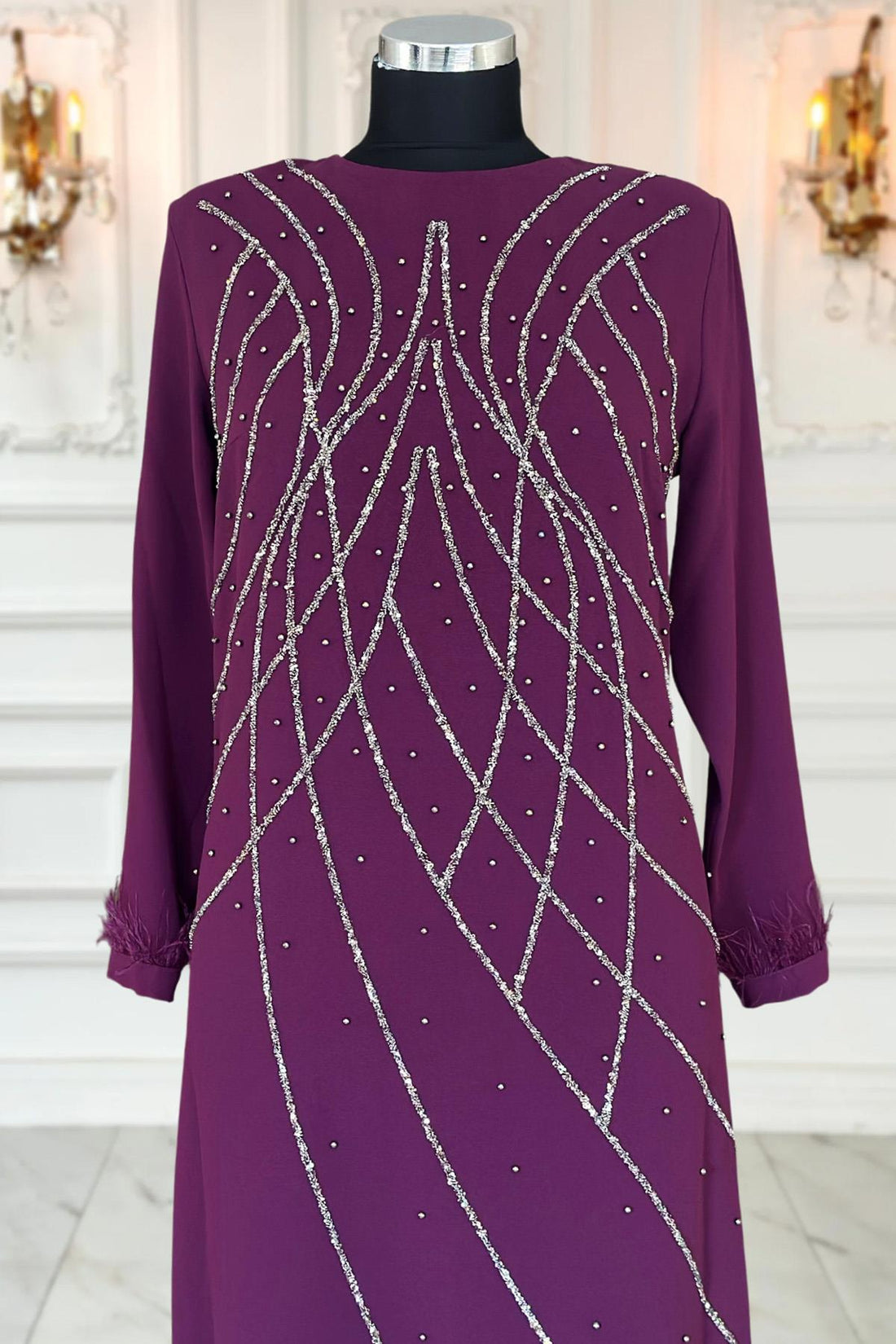 Asude Modest Evening Dress - Plum
