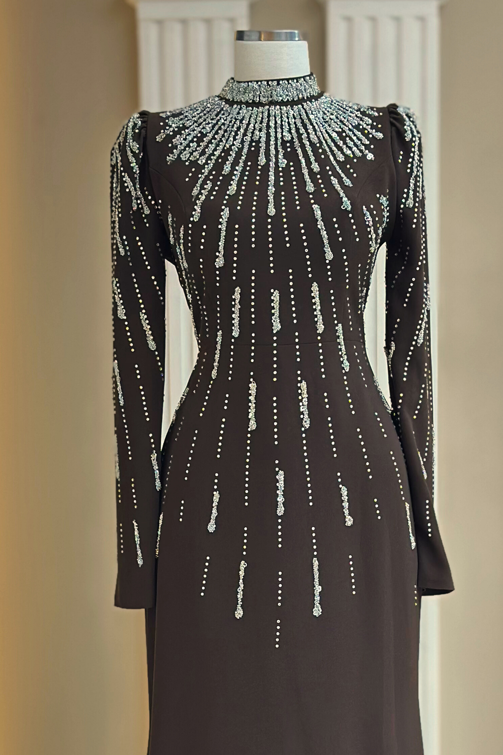 Ayla Modest Evening Dress - Brown