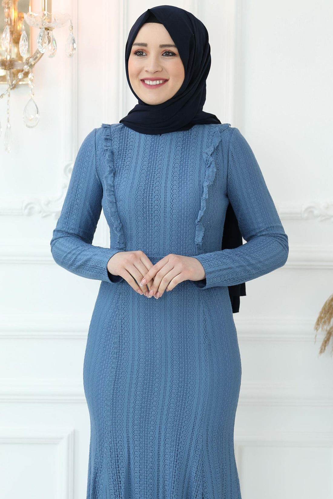 Belin Modest Evening Dress - Indigo