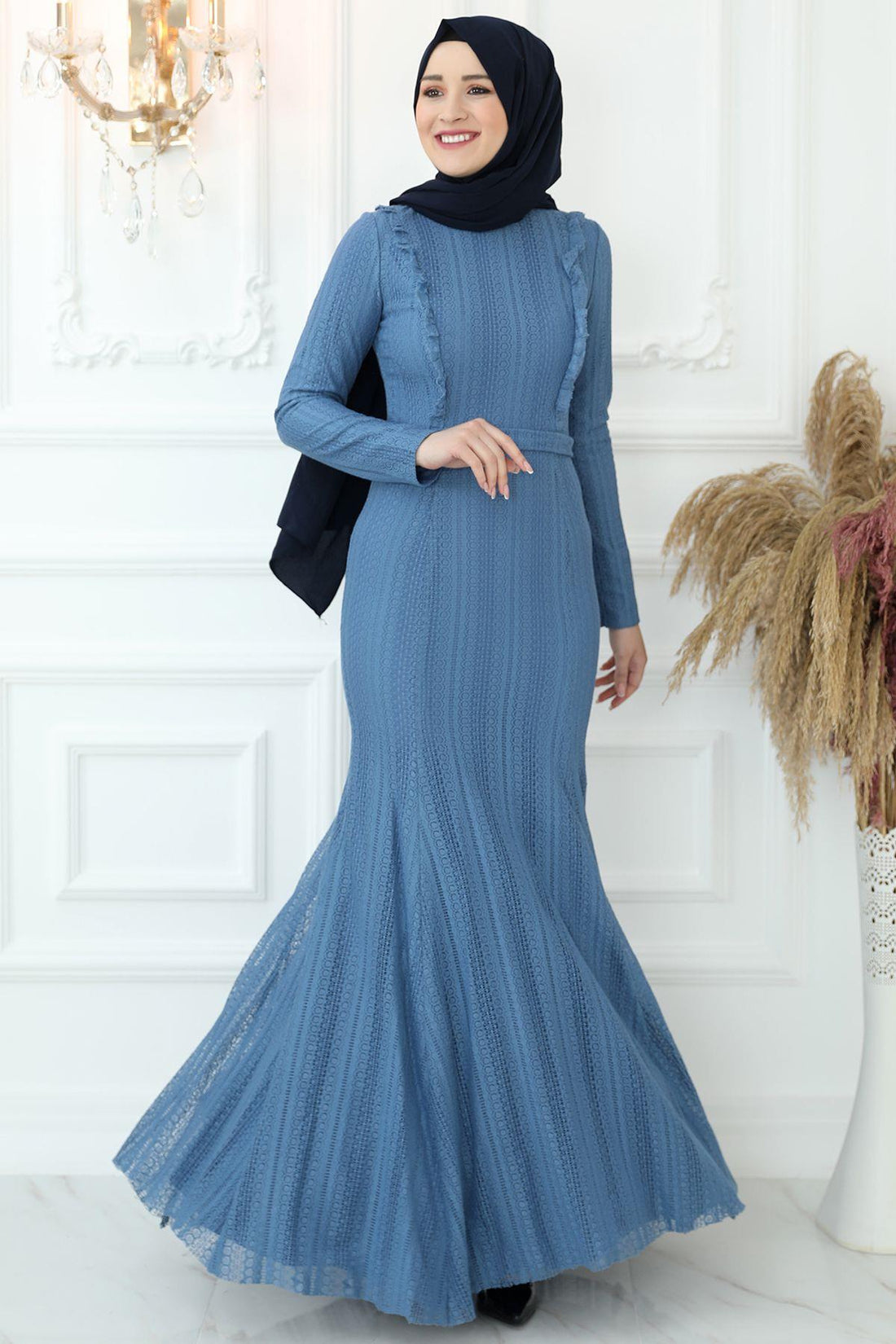 Belin Modest Evening Dress - Indigo