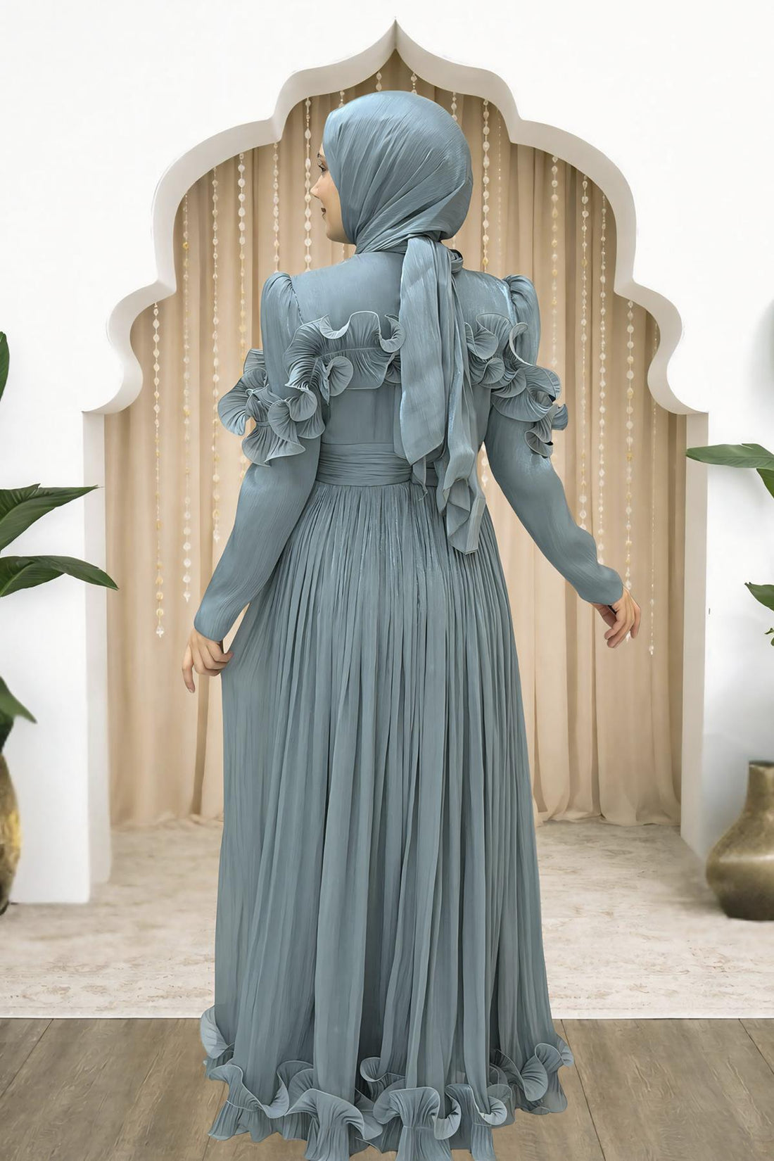Beliz Modest Evening Dress - Teal