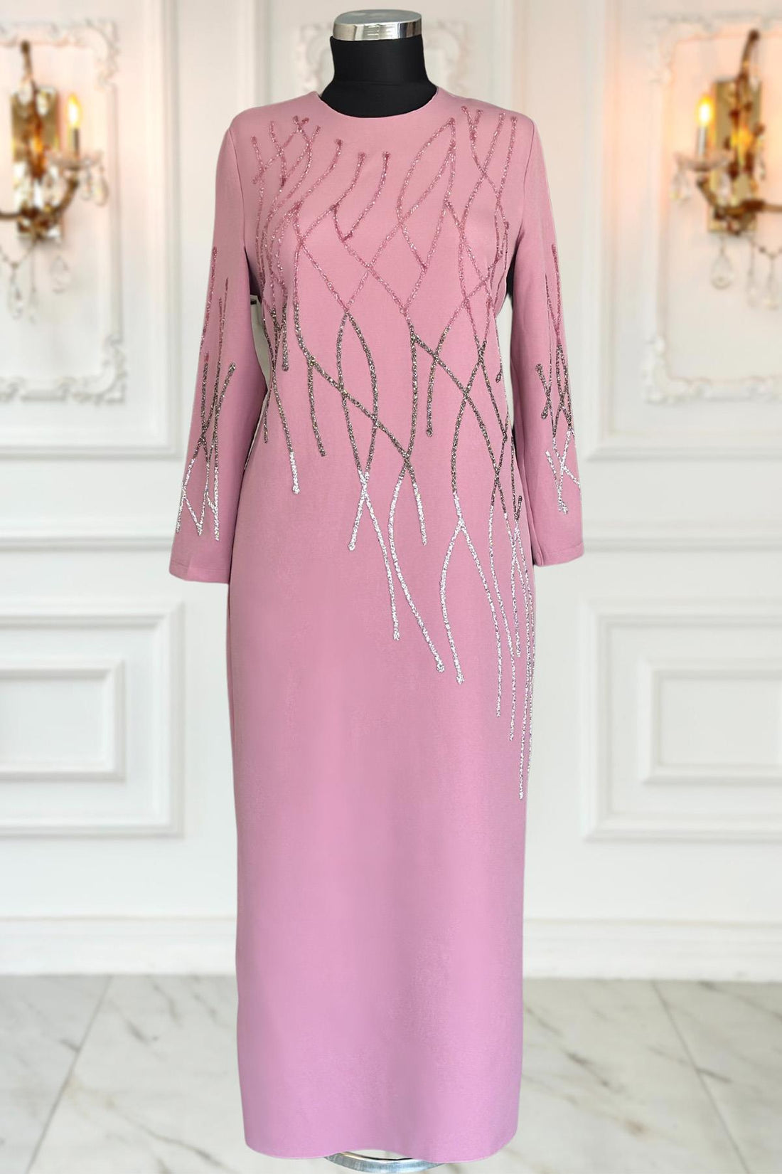 Berrin Modest Evening Dress - Dusty Rose