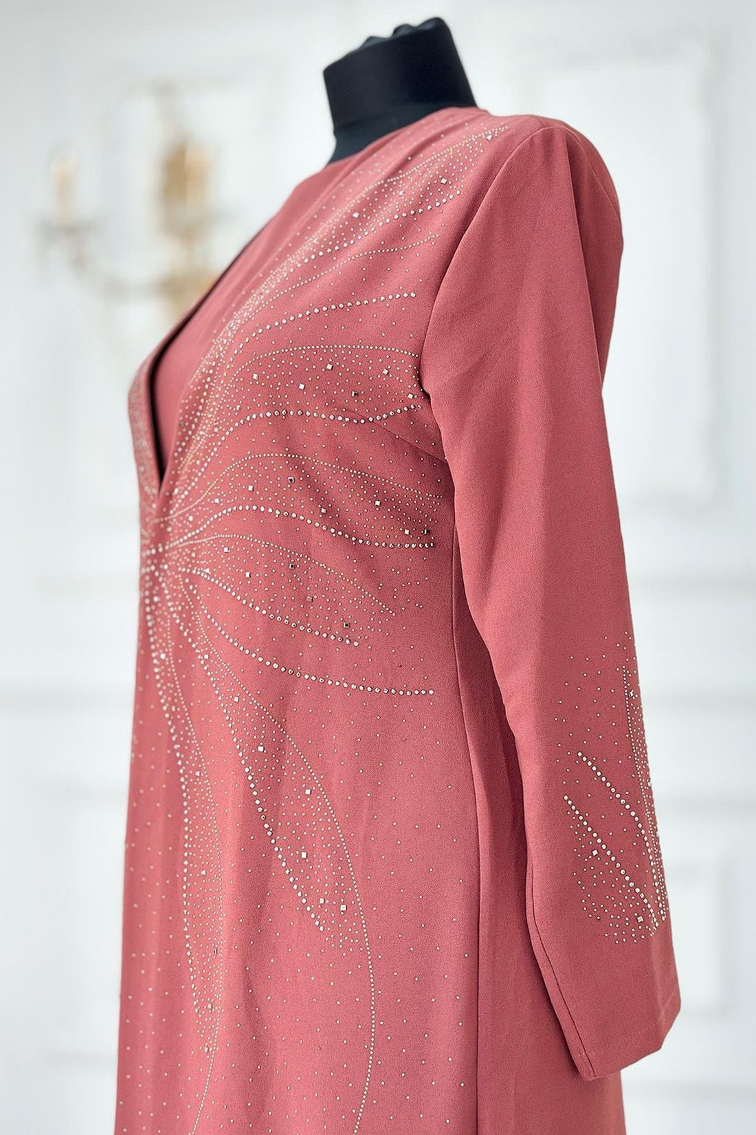 Ceren Modest Evening Dress - Dusty Rose
