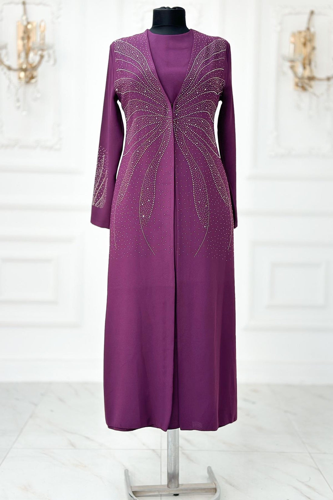 Ceren Modest Evening Dress - Plum
