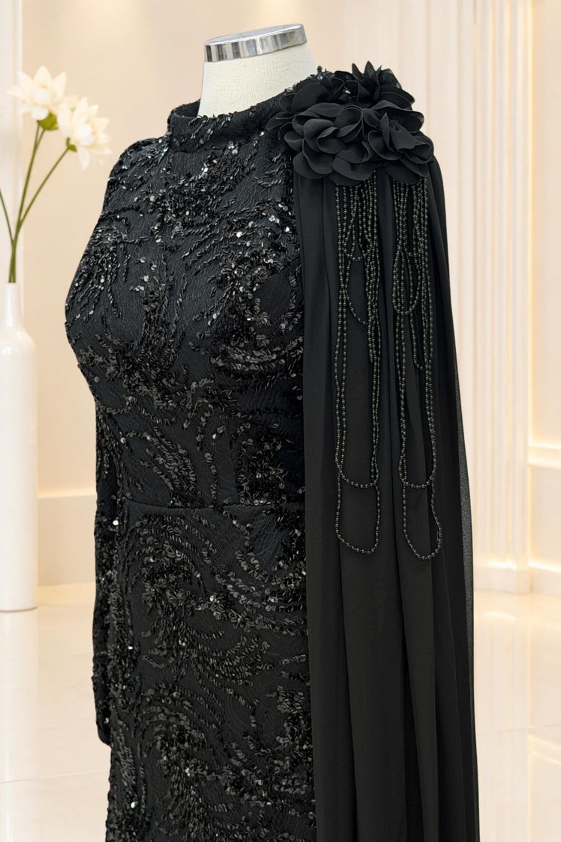Ceylin Modest Evening Dress - Black