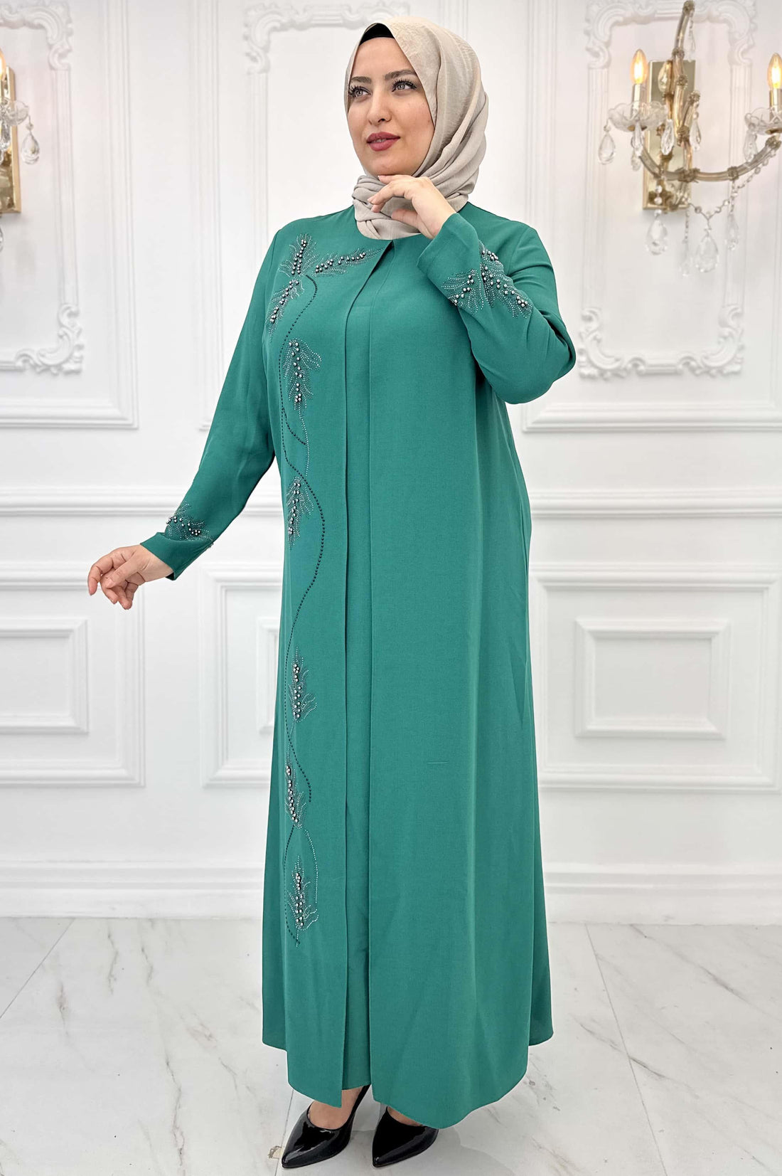 Çiğdem Modest Evening Dress - Emerald