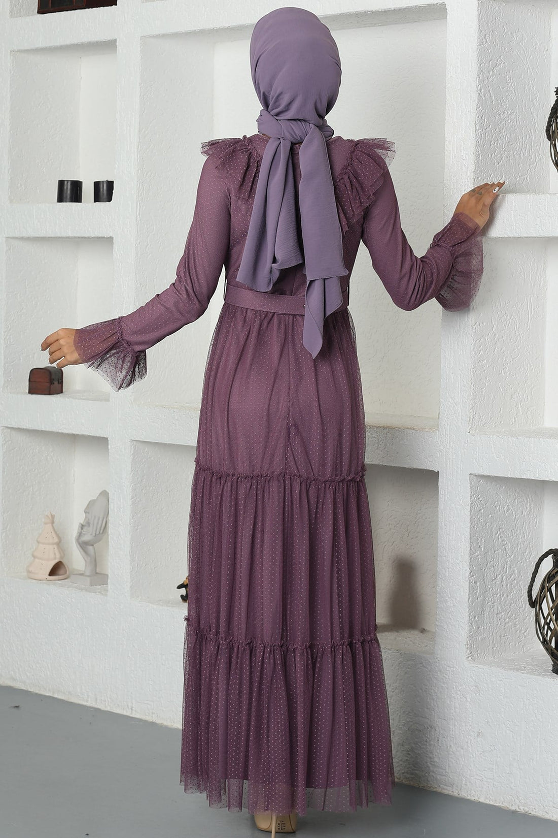 Damla Modest Evening Dress - Lavender