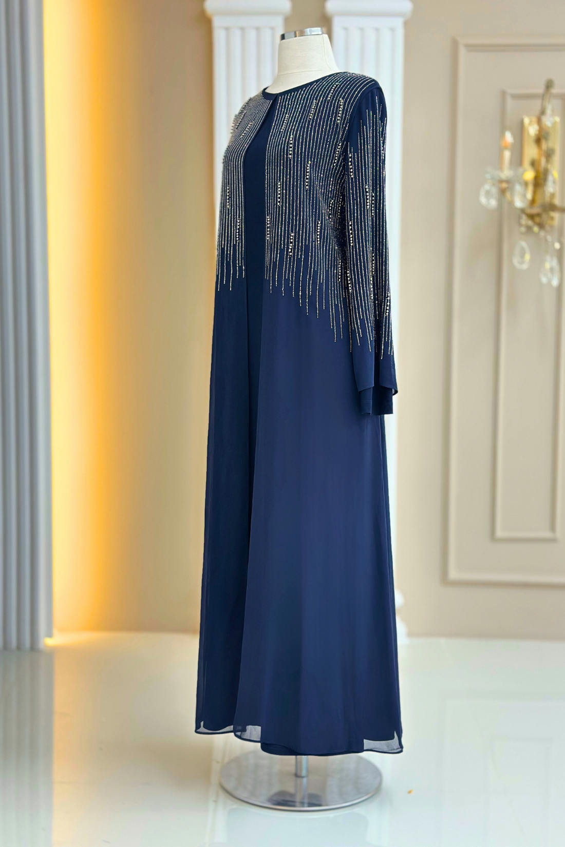 Deren Modest Evening Dress - Navy