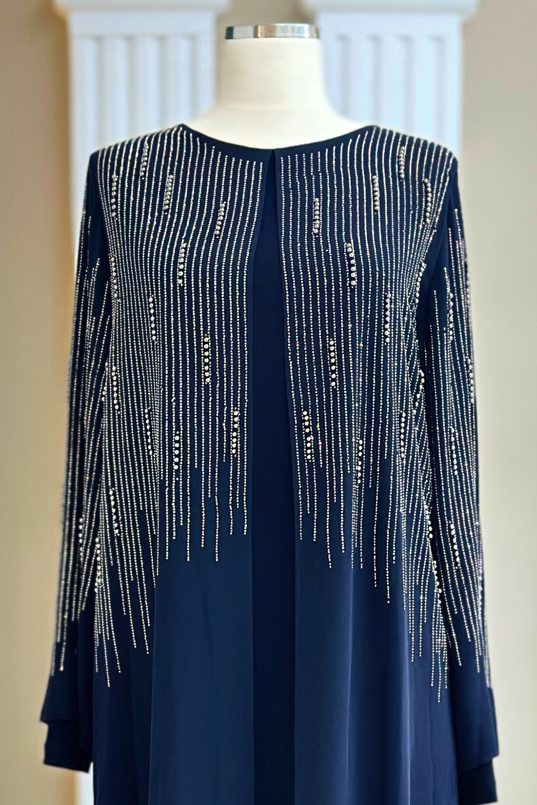 Deren Modest Evening Dress - Navy