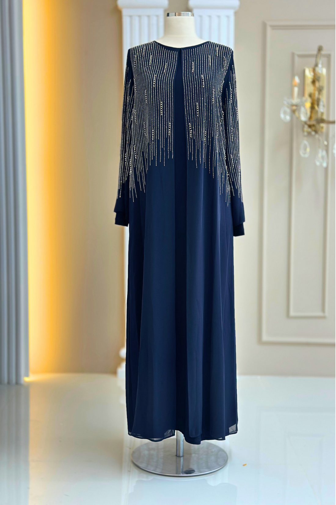 Deren Modest Evening Dress - Navy