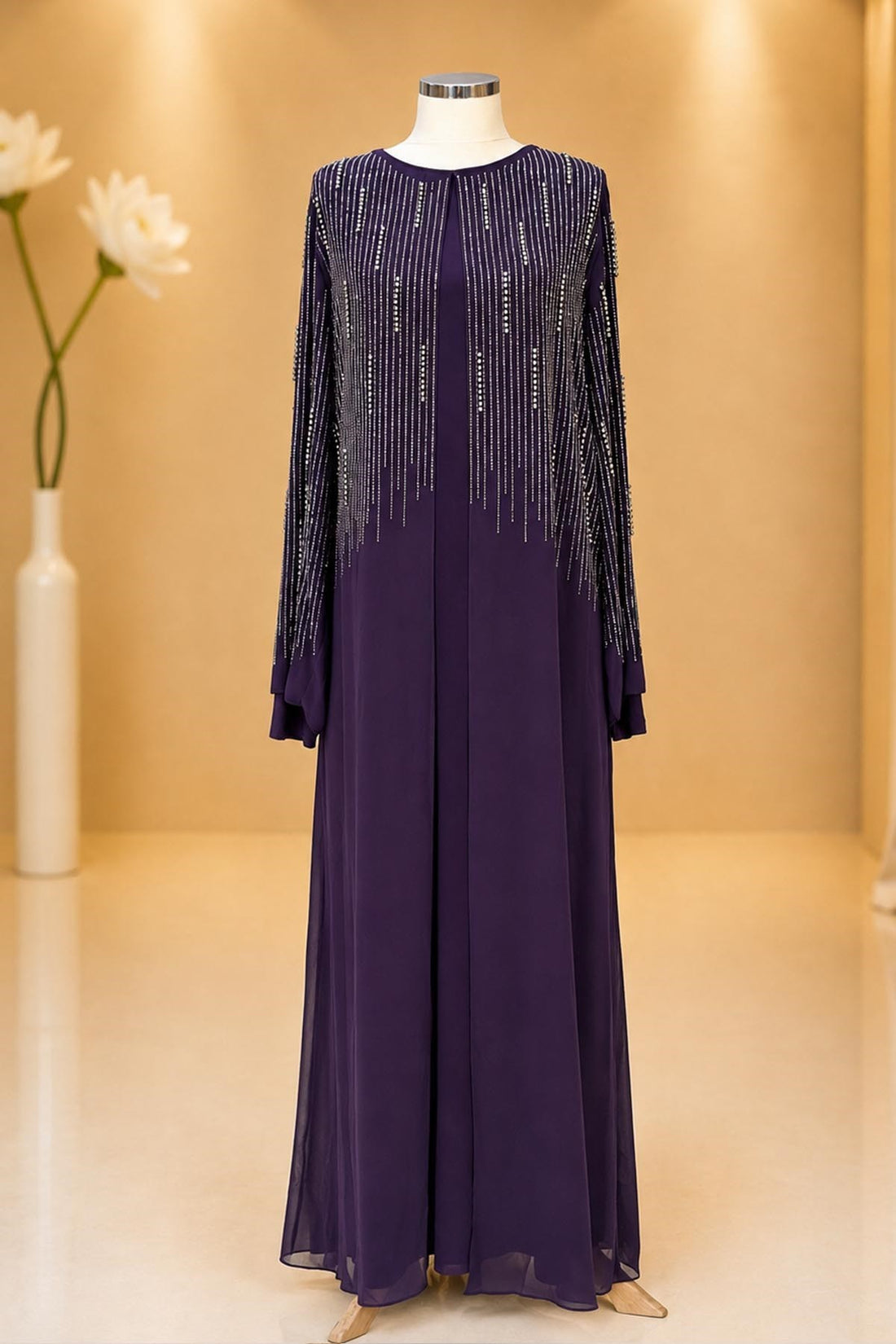 Deren Modest Evening Dress - Plum