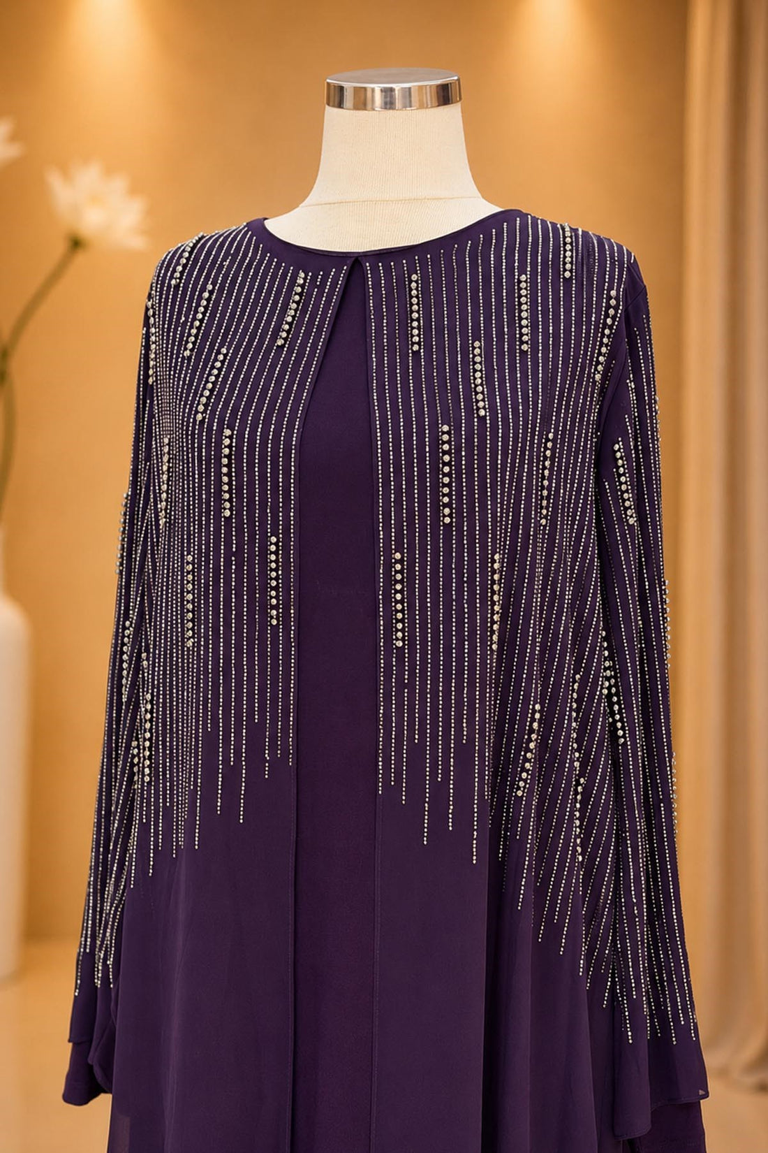 Deren Modest Evening Dress - Plum