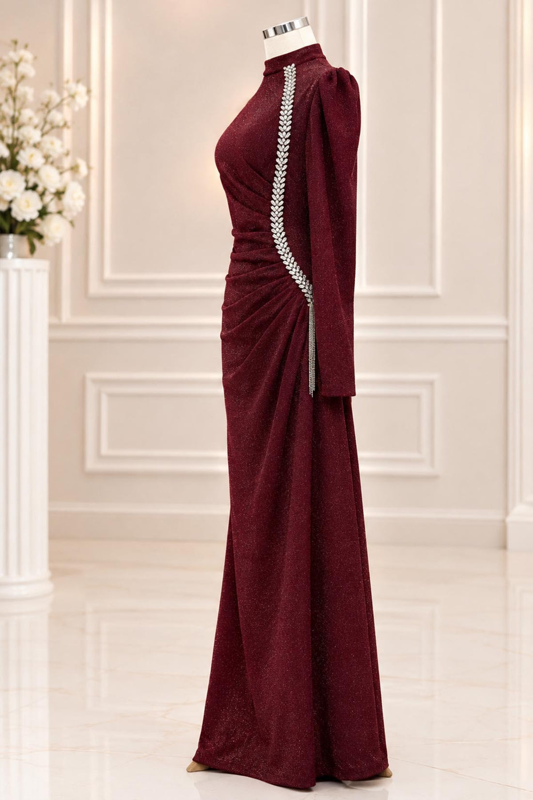Didem Modest Evening Dress - Burgundy
