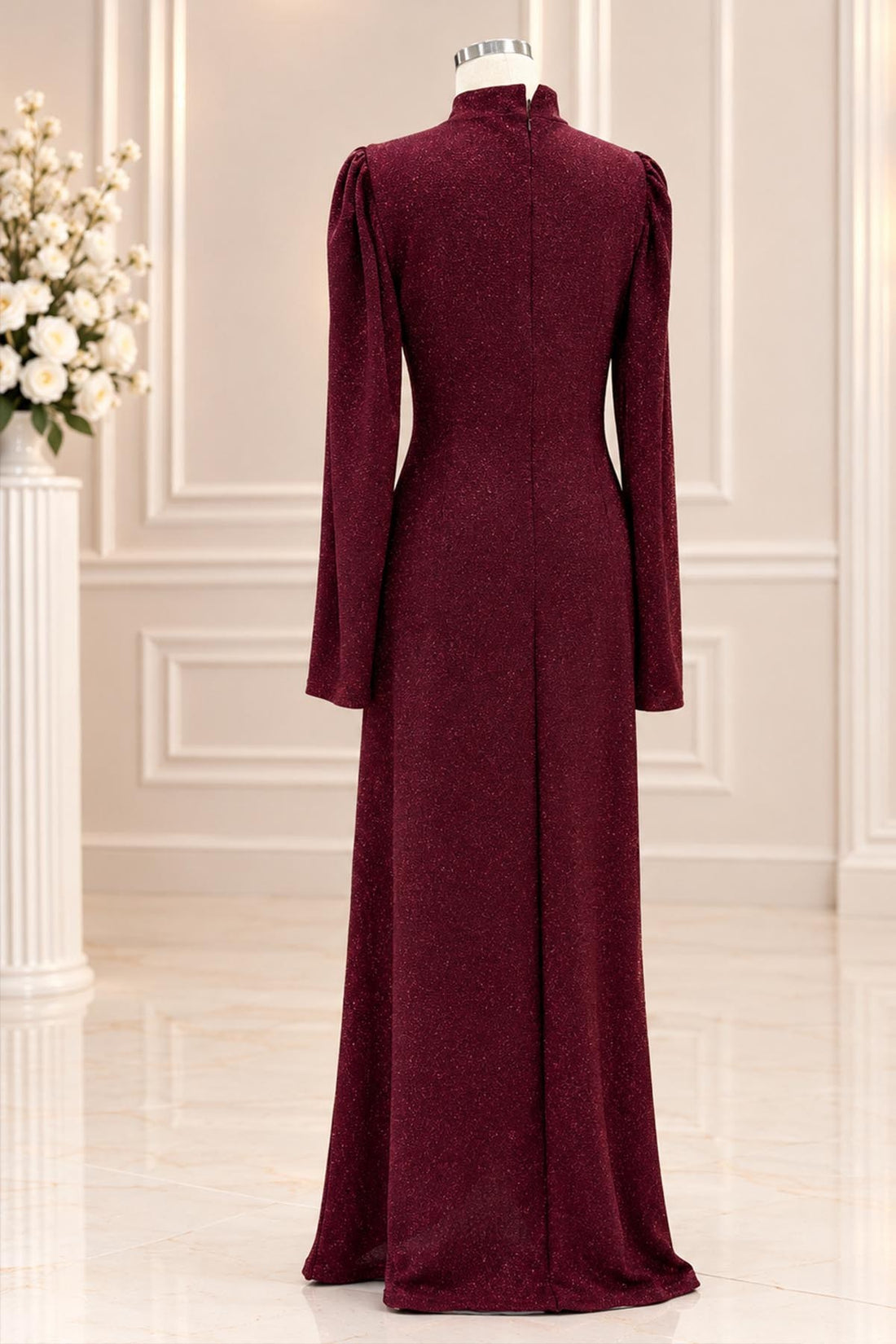 Didem Modest Evening Dress - Burgundy