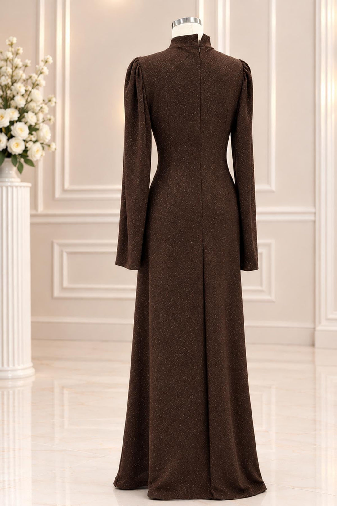 Didem Modest Evening Dress - Brown
