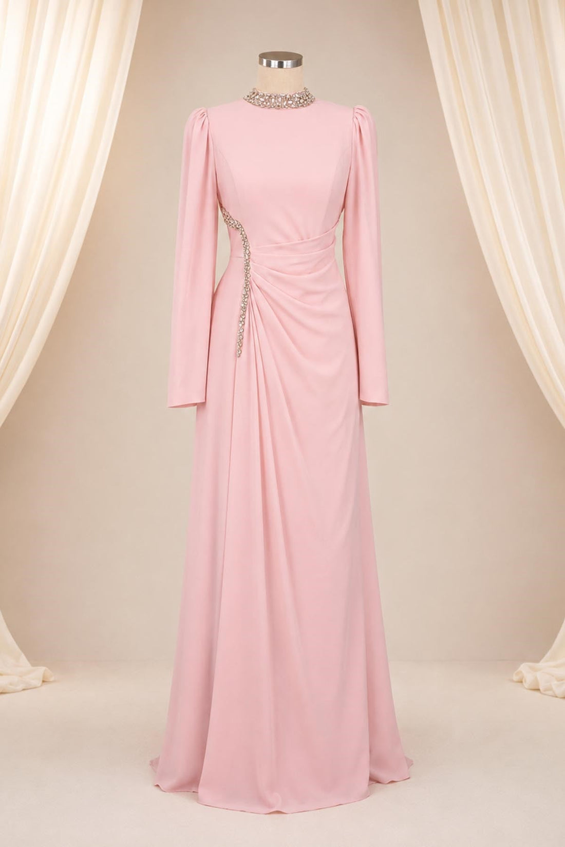 Dilem Modest Evening Dress - Blush Pink