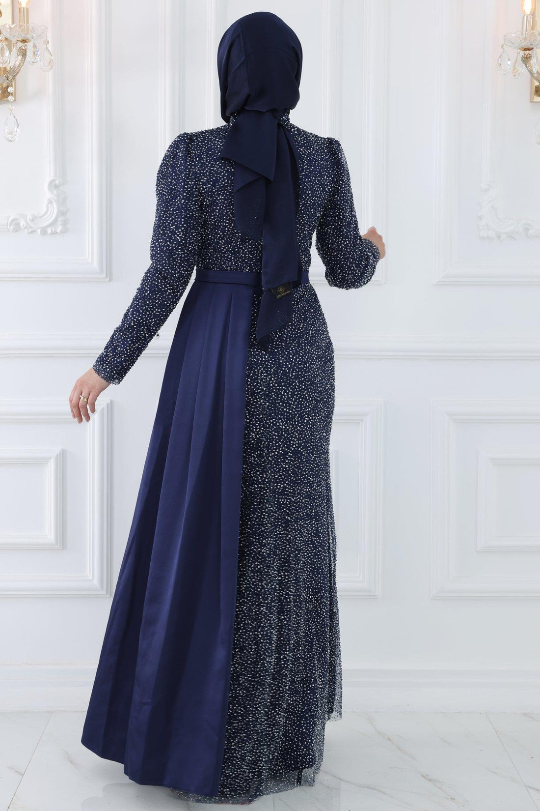 Ecmel Modest Evening Dress - Navy