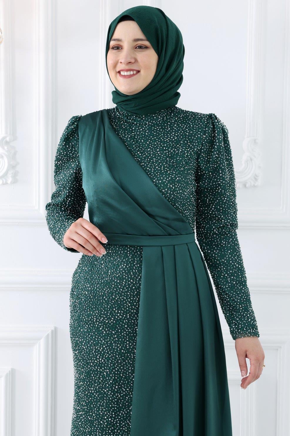 Ecmel Modest Evening Dress - Emerald