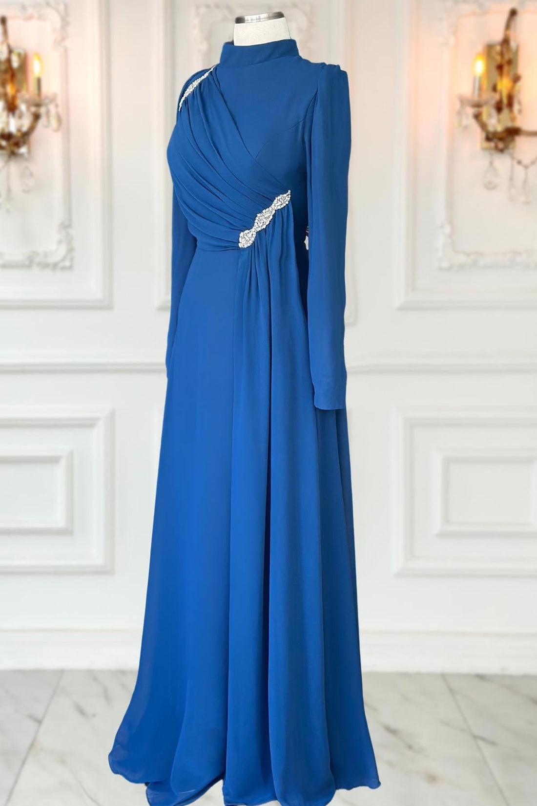 Eflin Modest Evening Dress - Indigo