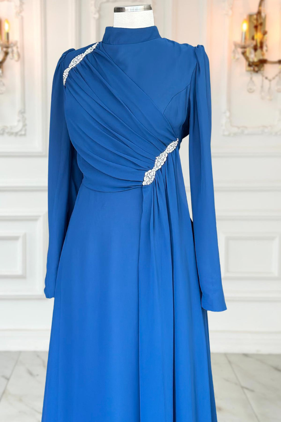 Eflin Modest Evening Dress - Indigo